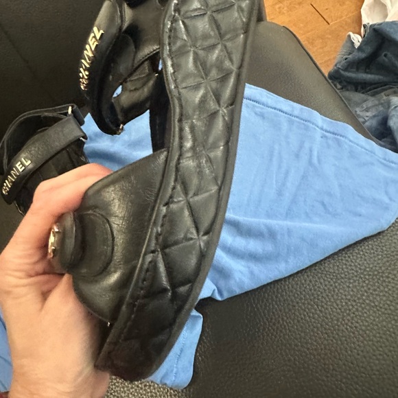 Chanel Black Sandals with Gold Accents dad sandals leather sandals - Picture 16 of 16